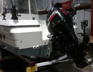boat being serviced at Casualty Powersports