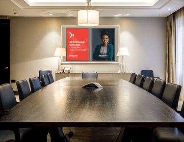 Celagenix boardroom with a Celagenix poster on the wall: Redefining Success. Changing the Outcome.