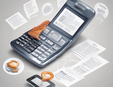 Several smartphones are placed in a row on a wooden surface, with a laptop partially visible in the background. The phones display various apps and screens, indicating usage and functionality. A person's hand can be seen holding another smartphone in the top left corner.