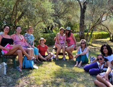 A group of women on retreat in the sunshine