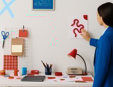 A lady pasting a paper on the wall