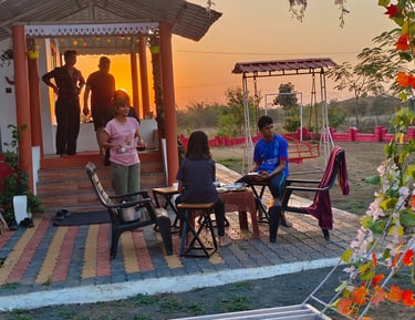 Keralam Farm stay picnic spot having both indoor and outdoor dinning area.  Best picnic spot in Jaba