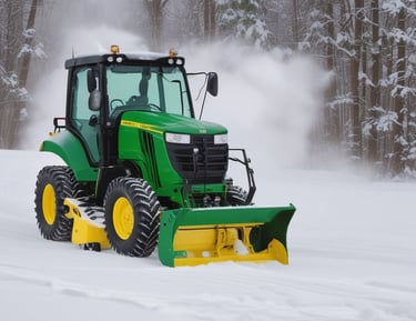 Close-up of high-end snow removal machinery with protective features in action.