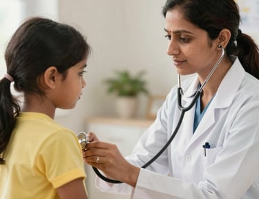 A peaceful child smiling while holding a small bouquet of wildflowers, representing gentle children’s care.