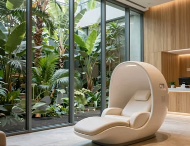Patient receiving stem cell therapy in a modern treatment room.