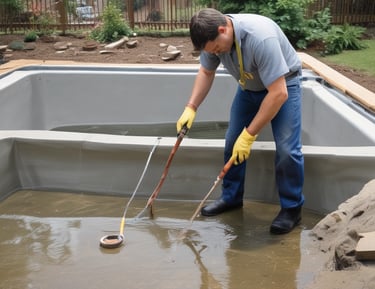 technicien qui aide a l installation d une piscine coque 