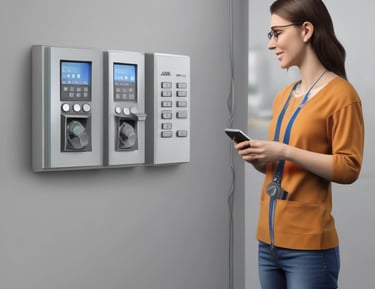 Security camera monitoring a modern condominium entrance.