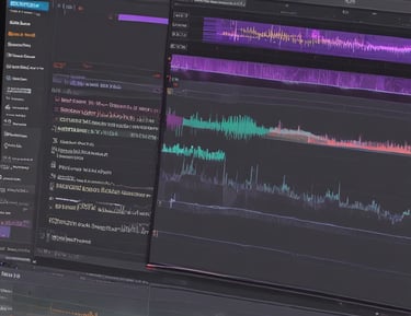 Graphic overlays and animated titles appearing on a video editing software interface.