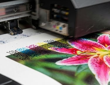 a print of a flower on a print