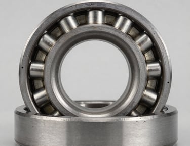 Set of new bearings ready to be installed in heavy machinery.