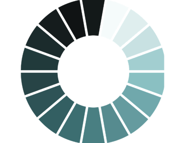 A color wheel in teal gradient icon representing vibrant color production for temporary tattoos