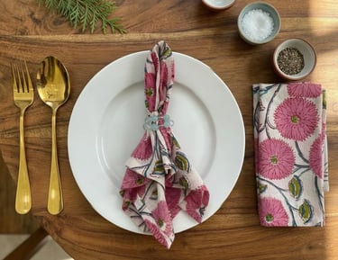 Etsy pink block print napkins