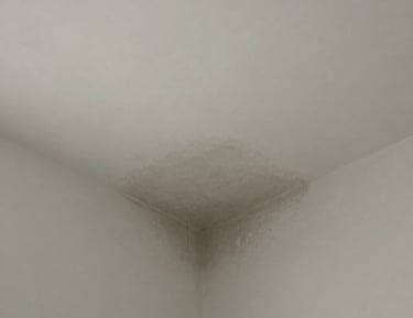 Before and after photo of a home’s exterior showing storm damage repair.