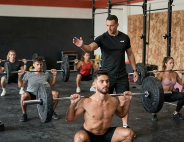 Group of athletes smiling and supporting each other after a workout.