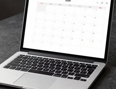 A calm, welcoming workspace with a computer displaying the website’s payment page.