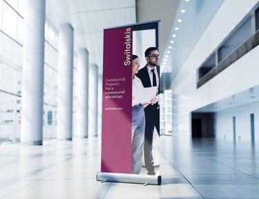 Pull-up banner design for Switalskis Solicitors commercial property team, showing a clean, on-brand 