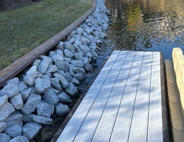 rip rap installed on shoreline Lake Oconee