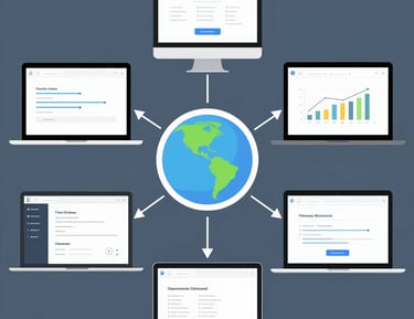 Close-up of API integration diagrams with AI icons connecting different software systems.