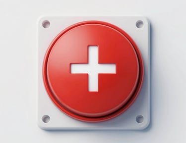 A glowing red emergency button pulsating on a dark screen, inviting immediate action.