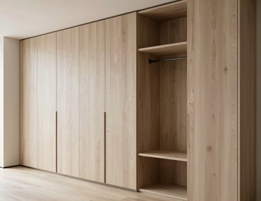 A cozy, well-organized bedroom with harmonious colors and clutter-free surfaces.