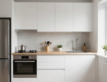 A stylish kitchen remodel featuring dark cabinetry and modern fixtures.