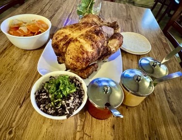 Las Brasas restaurant whole roast chicken family dinner