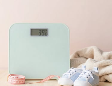 Calm pastel drawing of a mother tracking ovulation on a mobile app.