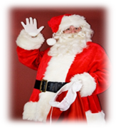 Cardiff Swansea South Wales Santa Claus in his traditional red suit, white beard, and hat.