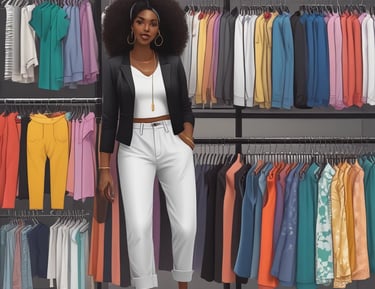 Woman smiling while receiving personalized online styling advice through a video call.