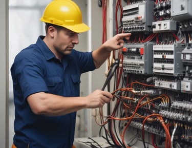 Maintenance technician servicing an industrial refrigeration system.