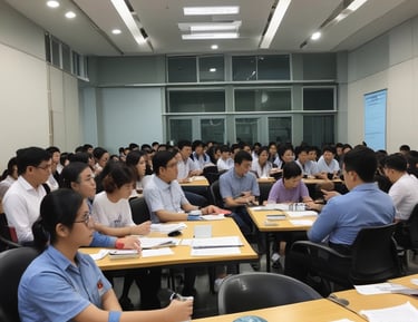 Students presenting their legal research findings in a classroom.