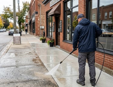 Commercial storefront powerwashing by TN Professional Services