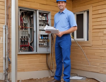 Technician installing an energy-efficient heating system in a residential house.