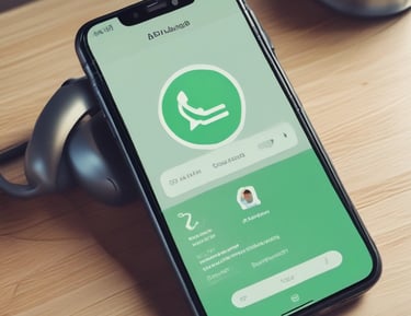 Close-up of a smartphone screen showing a WhatsApp chat with the host.