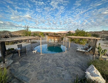 a pool with a gazebo in uis namibia