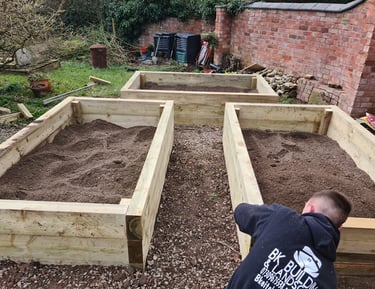 Decorative timber sleepers in landscaped Worcester garden