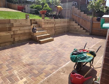 Functional garden steps installed in Worcester by B R Building and Landscapes