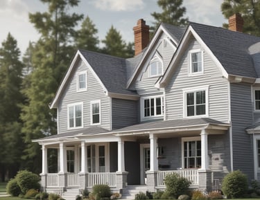 A residential building with multiple floors is visible, featuring a mix of white and pink accents. The sign 'ABM's Mount Rose' is displayed prominently. The building has balconies with railings, and there is a tree with lush green foliage in the foreground. The sky is partly cloudy, providing a bright and airy ambiance.