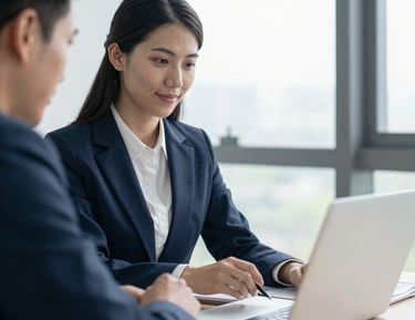 Close-up of hands registering NIB on a laptop with official forms.
