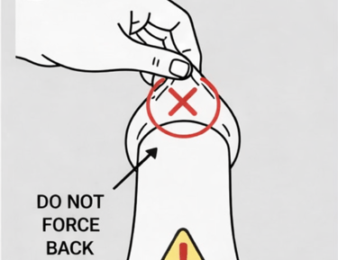 Hand pulling tight foreskin