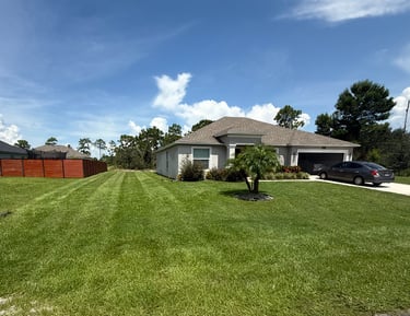 a house with a car parked in the grass