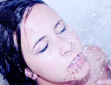 a woman having a shower