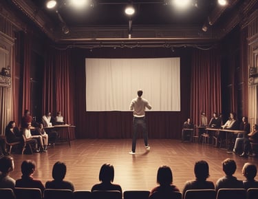 An instructor guiding actors through a technique demonstration.