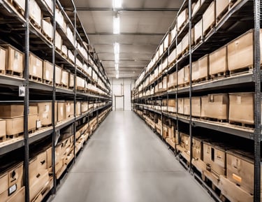 A train track in a large building with statues on it