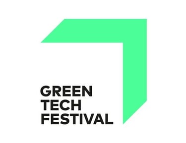 a green and white logo with the words green tech festival