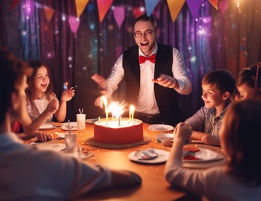 A family enjoying a birthday party outdoors with games and laughter.