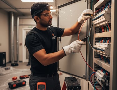 Electrician working for house maintenance