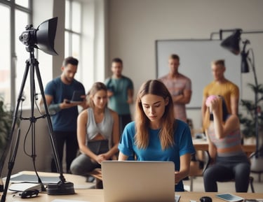 Four social media platform logos are arranged on a brown background. From left to right, the logos are for YouTube in red, TikTok in a combination of red, blue, and white, X in white, and Facebook in blue.