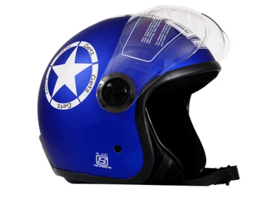DASS BOMBER Blue Open Face Helmet