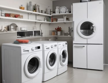 A person wearing red and black gloves is using a screwdriver to work on the underside of a metallic appliance. The appliance is mounted and has visible pipes connected to it. The person's forearm shows a tattoo.